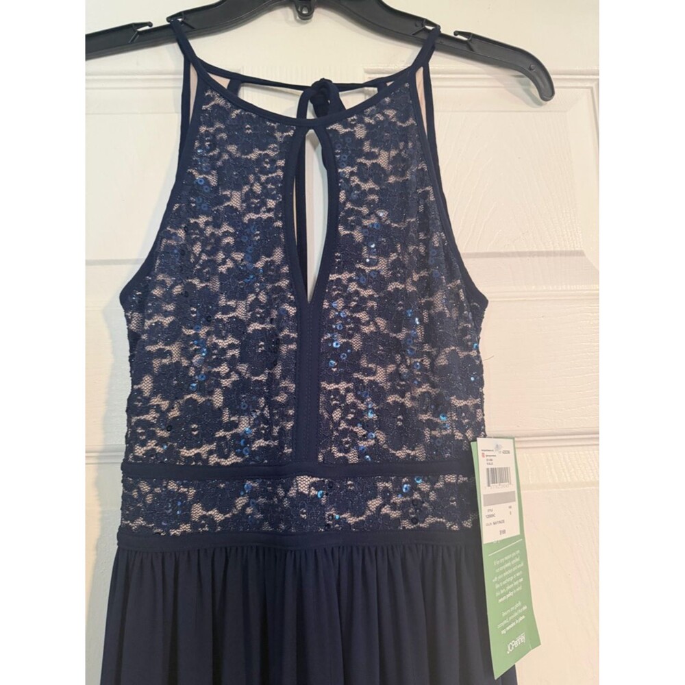 Morgan & Co. Navy Lace Evening Dress NWT - Picture 2 of 9